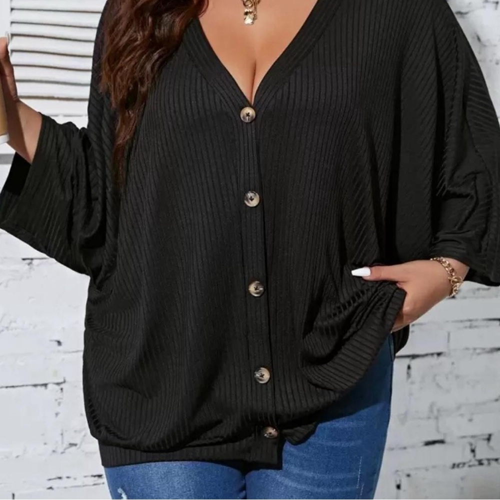 Chic Black Ribbed Cardigan